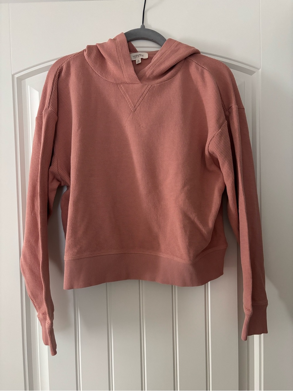Haven Waffle-Knit Hoodie in Dusty Rose